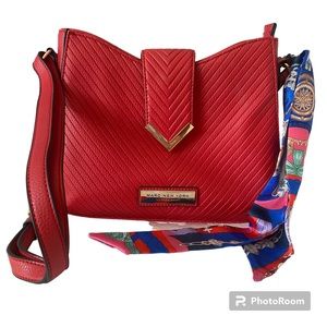 Red Purse - Shoulder Bag with Removable Scarf